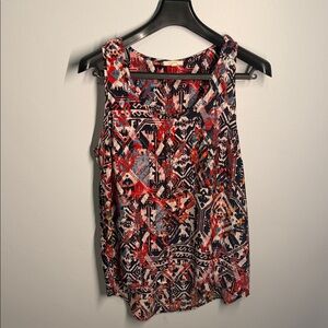 Pleione Red and Blue Patterned Tank Top
